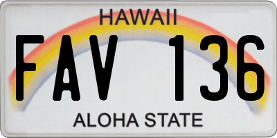 HI license plate FAV136