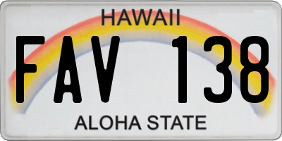 HI license plate FAV138