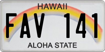 HI license plate FAV141
