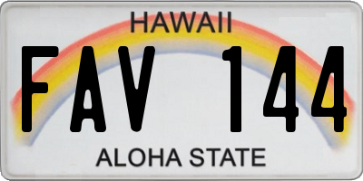 HI license plate FAV144