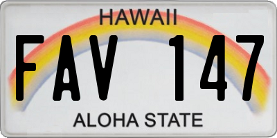 HI license plate FAV147