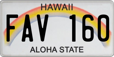 HI license plate FAV160