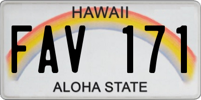 HI license plate FAV171