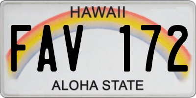 HI license plate FAV172
