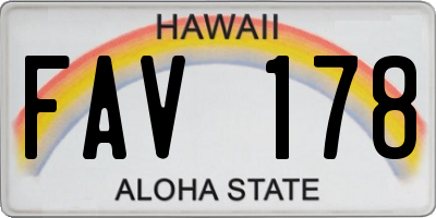HI license plate FAV178