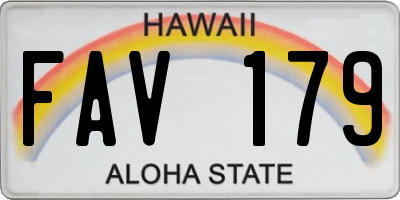 HI license plate FAV179