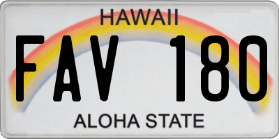 HI license plate FAV180