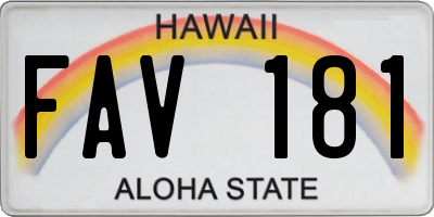 HI license plate FAV181