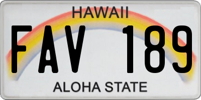 HI license plate FAV189