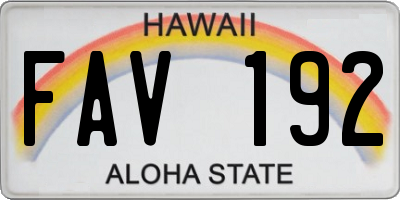 HI license plate FAV192