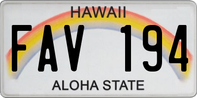 HI license plate FAV194