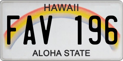 HI license plate FAV196