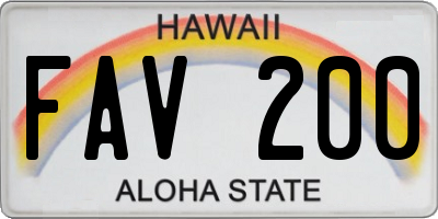 HI license plate FAV200