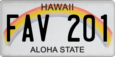 HI license plate FAV201