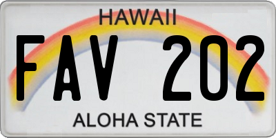 HI license plate FAV202