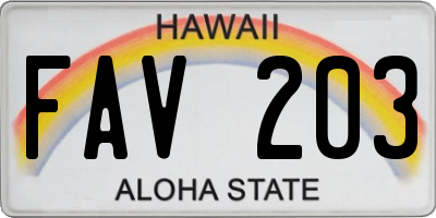 HI license plate FAV203