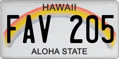 HI license plate FAV205