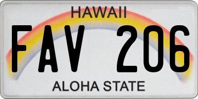 HI license plate FAV206