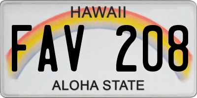 HI license plate FAV208