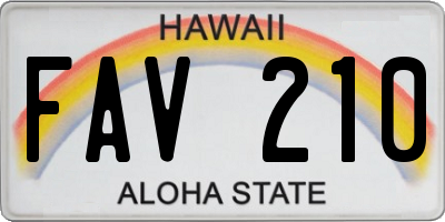 HI license plate FAV210