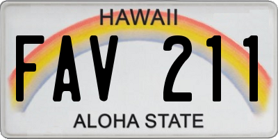 HI license plate FAV211
