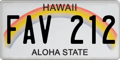 HI license plate FAV212