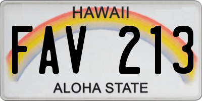 HI license plate FAV213