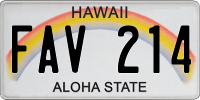 HI license plate FAV214