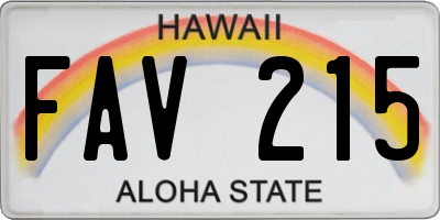HI license plate FAV215
