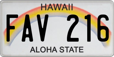HI license plate FAV216