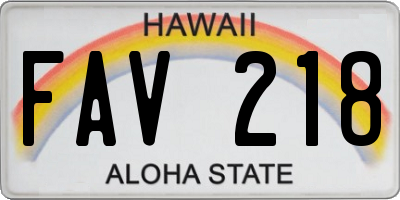 HI license plate FAV218