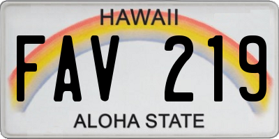 HI license plate FAV219