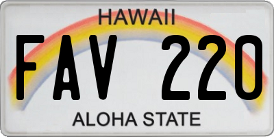 HI license plate FAV220