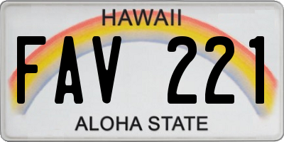 HI license plate FAV221