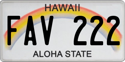 HI license plate FAV222