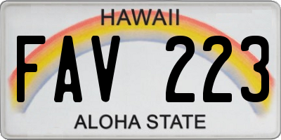 HI license plate FAV223