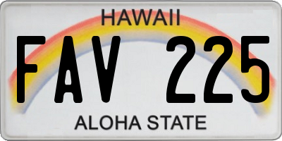 HI license plate FAV225