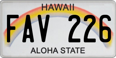 HI license plate FAV226