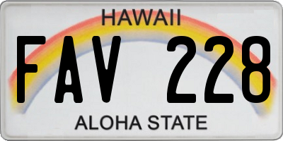 HI license plate FAV228