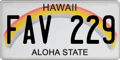HI license plate FAV229