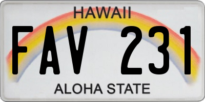 HI license plate FAV231