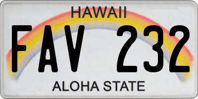 HI license plate FAV232