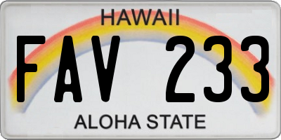 HI license plate FAV233