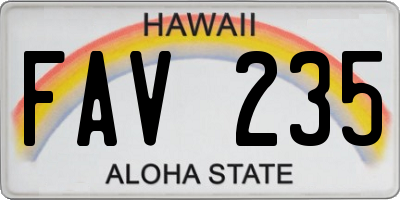HI license plate FAV235
