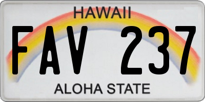 HI license plate FAV237