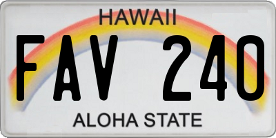 HI license plate FAV240