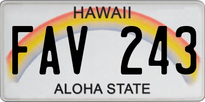 HI license plate FAV243