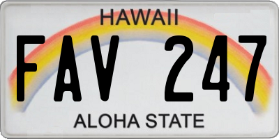 HI license plate FAV247