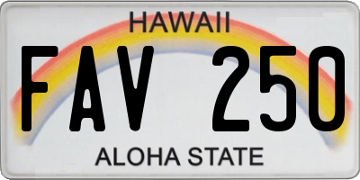 HI license plate FAV250
