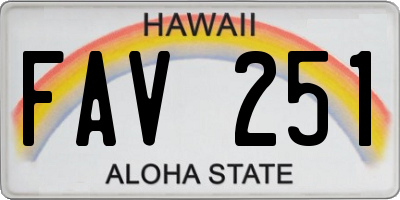 HI license plate FAV251